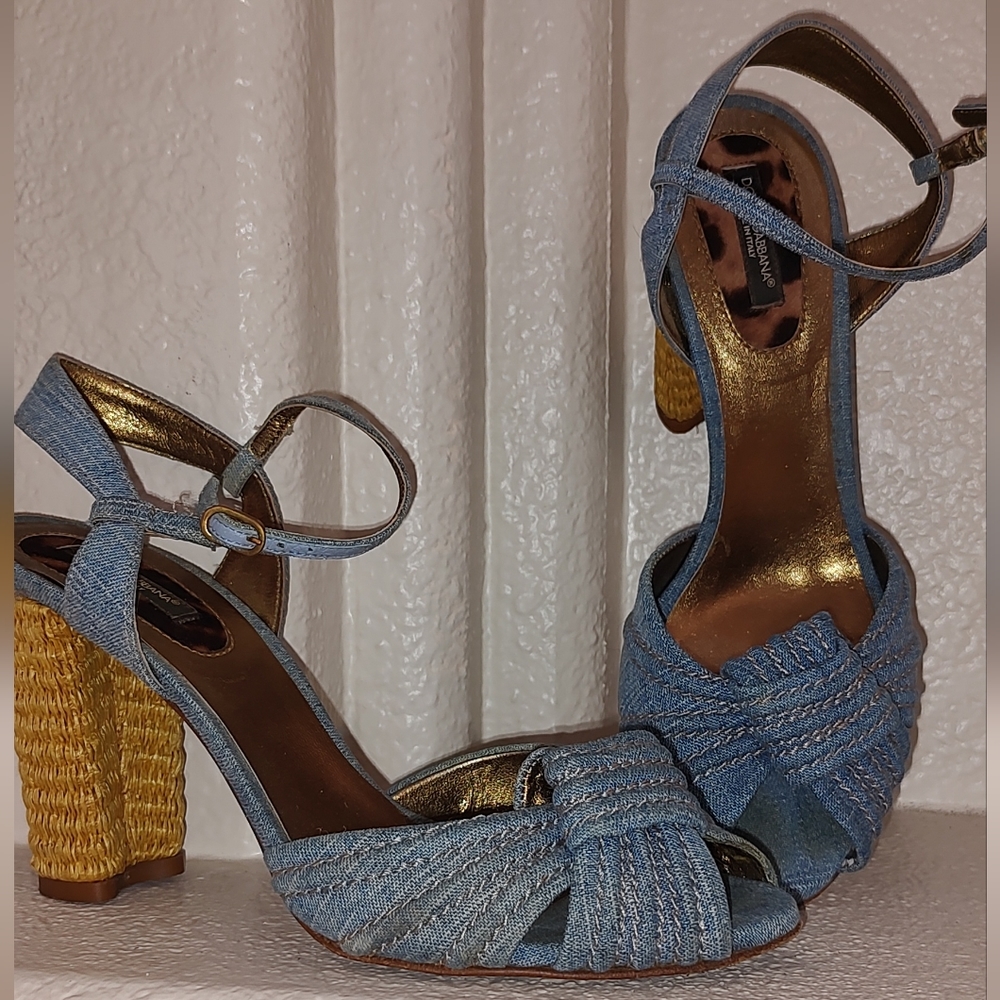 Dolce & Gabbana Blue and Gold Heels
